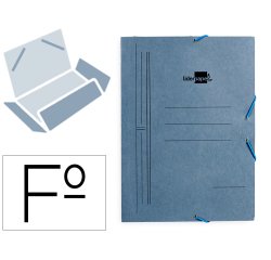 Carpeta liderpapel gomas tres solapas carton pintado 410 gr folio color azul