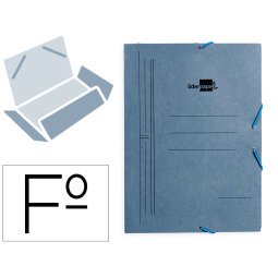 Carpeta liderpapel gomas folio 3 solapas carton pintado azul 410 g/m2