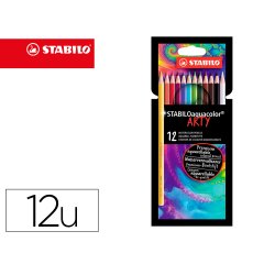Lapices de colores stabilo aquacolor arty line acuarelables estuche de carton de 12 unidades colores