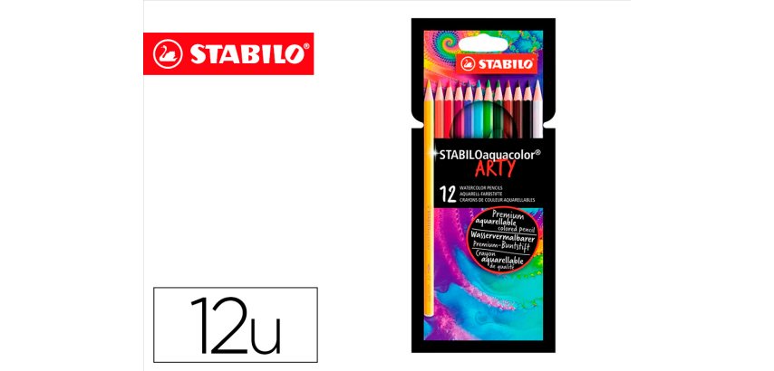 Lapices de colores stabilo aquacolor arty line acuarelables estuche de carton de 12 unidades colores