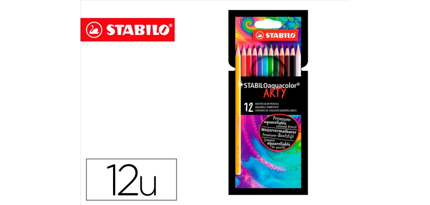 Lapices de colores stabilo aquacolor arty line acuarelables estuche de carton de 12 unidades colores