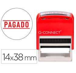 Sello entintado automatico q-connect pagado almohadilla 14x38 mm color rojo