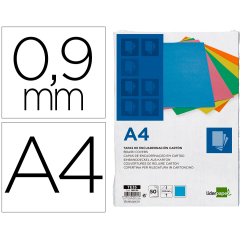 Cubiertas para encuadernar Liderpapel cartón A4 0,9mm azul fluor - Paquete de 50 unidades