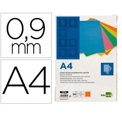 Cubiertas para encuadernar Liderpapel carton A4 0,9 mm naranja fluor - Paquete de 50 unidades