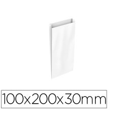 Sobre papel basika celulosa blanco con fuelle xxs 100x200x30 mm paquete de 25 unidades