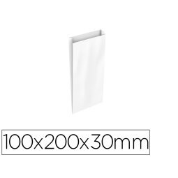 Sobre papel basika celulosa blanco con fuelle xxs 100x200x30 mm paquete de 25 unidades