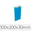 Sobre papel basika celulosa celeste con fuelle xxs 100x200x30 mm paquete de 25 unidades