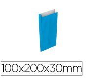 Sobre papel basika celulosa celeste con fuelle xxs 100x200x30 mm paquete de 25 unidades