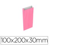 Sobre papel basika celulosa rosa con fuelle xxs 100x200x30 mm paquete de 25 unidades