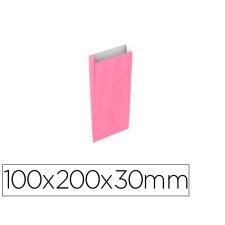 Sobre papel basika celulosa rosa con fuelle xxs 100x200x30 mm paquete de 25 unidades