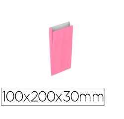 Sobre papel basika celulosa rosa con fuelle xxs 100x200x30 mm paquete de 25 unidades