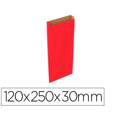 Sobre papel basika kraft rojo con fuelle xs 120x250x30 mm paquete de 25 unidades