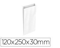 Sobre papel basika celulosa blanco con fuelle xs 120x250x30 mm paquete de 25 unidades