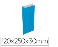 Sobre papel basika celulosa celeste con fuelle xs 120x250x30 mm paquete de 25 unidades