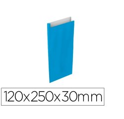 Sobre papel basika celulosa celeste con fuelle xs 120x250x30 mm paquete de 25 unidades