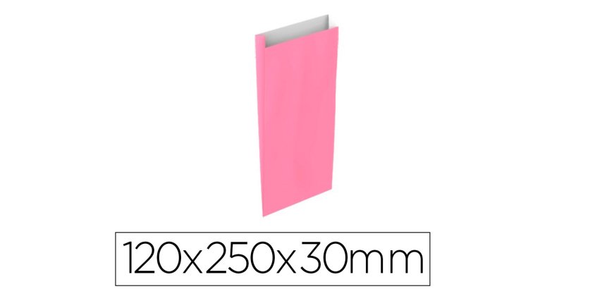 Sobre papel basika celulosa rosa con fuelle xs 120x250x30 mm paquete de 25 unidades