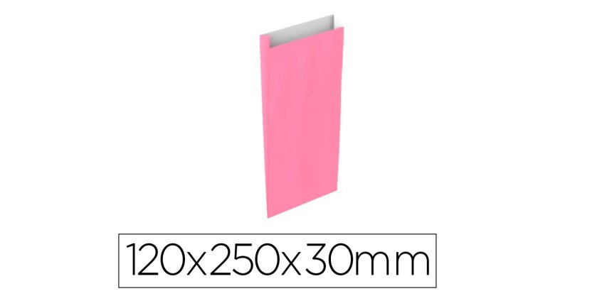 Sobre papel basika celulosa rosa con fuelle xs 120x250x30 mm paquete de 25 unidades