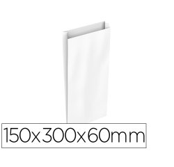 Sobre papel basika celulosa blanco con fuelle s 150x300x60 mm paquete de 25 unidades