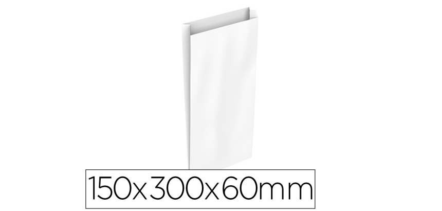 Sobre papel basika celulosa blanco con fuelle s 150x300x60 mm paquete de 25 unidades