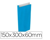 Sobre papel basika celulosa celeste con fuelle s 150x300x60 mm paquete de 25 unidades
