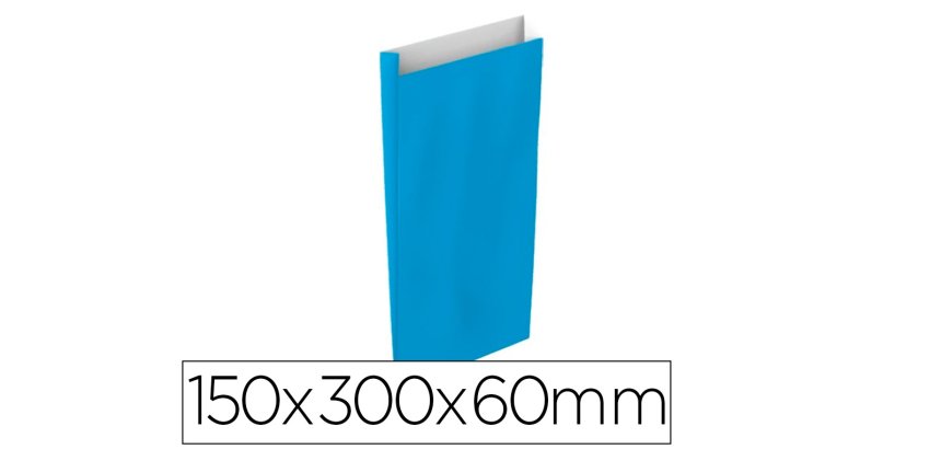 Sobre papel basika celulosa celeste con fuelle s 150x300x60 mm paquete de 25 unidades