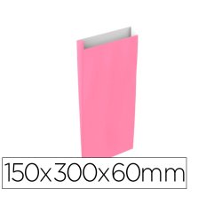 Sobre papel basika celulosa rosa con fuelle s 150x300x60 mm paquete de 25 unidades