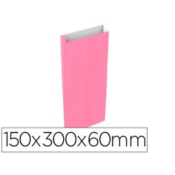 Sobre papel basika celulosa rosa con fuelle s 150x300x60 mm paquete de 25 unidades