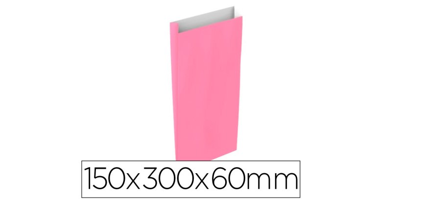 Sobre papel basika celulosa rosa con fuelle s 150x300x60 mm paquete de 25 unidades