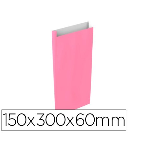 Sobre papel basika celulosa rosa con fuelle s 150x300x60 mm paquete de 25 unidades