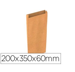 Sobre papel basika kraft natural liso con fuelle m 200x350x60 mm paquete de 25 unidades