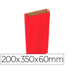 Sobre papel basika kraft rojo con fuelle m 200x350x60 mm paquete de 25 unidades