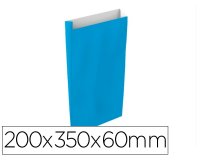 Sobre papel basika celulosa celeste con fuelle m 200x350x60 mm paquete de 25 unidades