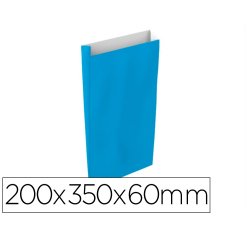 Sobre papel basika celulosa celeste con fuelle m 200x350x60 mm paquete de 25 unidades