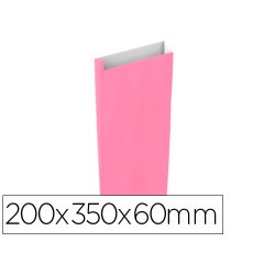 Sobre papel basika celulosa rosa con fuelle m 200x350x60 mm paquete de 25 unidades