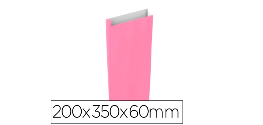 Sobre papel basika celulosa rosa con fuelle m 200x350x60 mm paquete de 25 unidades