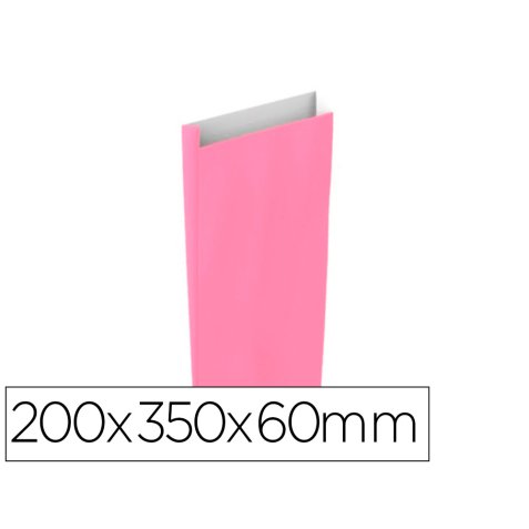 Sobre papel basika celulosa rosa con fuelle m 200x350x60 mm paquete de 25 unidades