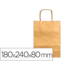 Bolsa papel q-connect kraft oro xs con asa retorcida 180x240x80 mm