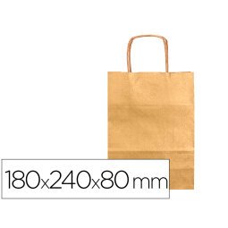 Bolsa papel q-connect kraft oro xs con asa retorcida 180x240x80 mm