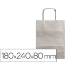 Bolsa papel q-connect kraft plata xs con asa retorcida 180x240x80 mm