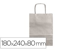 Bolsa papel q-connect kraft plata xs con asa retorcida 180x240x80 mm