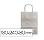Bolsa papel q-connect kraft plata xs con asa retorcida 180x240x80 mm