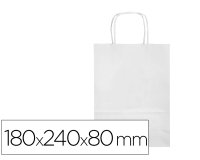 Bolsa papel q-connect celulosa blanco xs con asa retorcida 180x240x80 mm