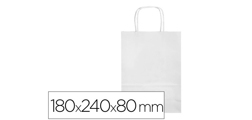 Bolsa papel q-connect celulosa blanco xs con asa retorcida 180x240x80 mm