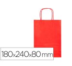 Bolsa papel q-connect celulosa rojo xs con asa retorcida 180x240x80 mm
