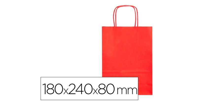 Bolsa papel q-connect celulosa rojo xs con asa retorcida 180x240x80 mm