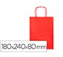 Bolsa papel q-connect celulosa rojo xs con asa retorcida 180x240x80 mm