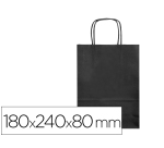Bolsa papel q-connect celulosa negro xs con asa retorcida 180x240x80 mm
