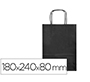Bolsa papel q-connect celulosa negro xs con asa retorcida 180x240x80 mm
