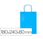 Bolsa papel q-connect celulosa celeste xs con asa retorcida 180x240x80 mm