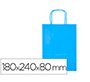 Bolsa papel q-connect celulosa celeste xs con asa retorcida 180x240x80 mm